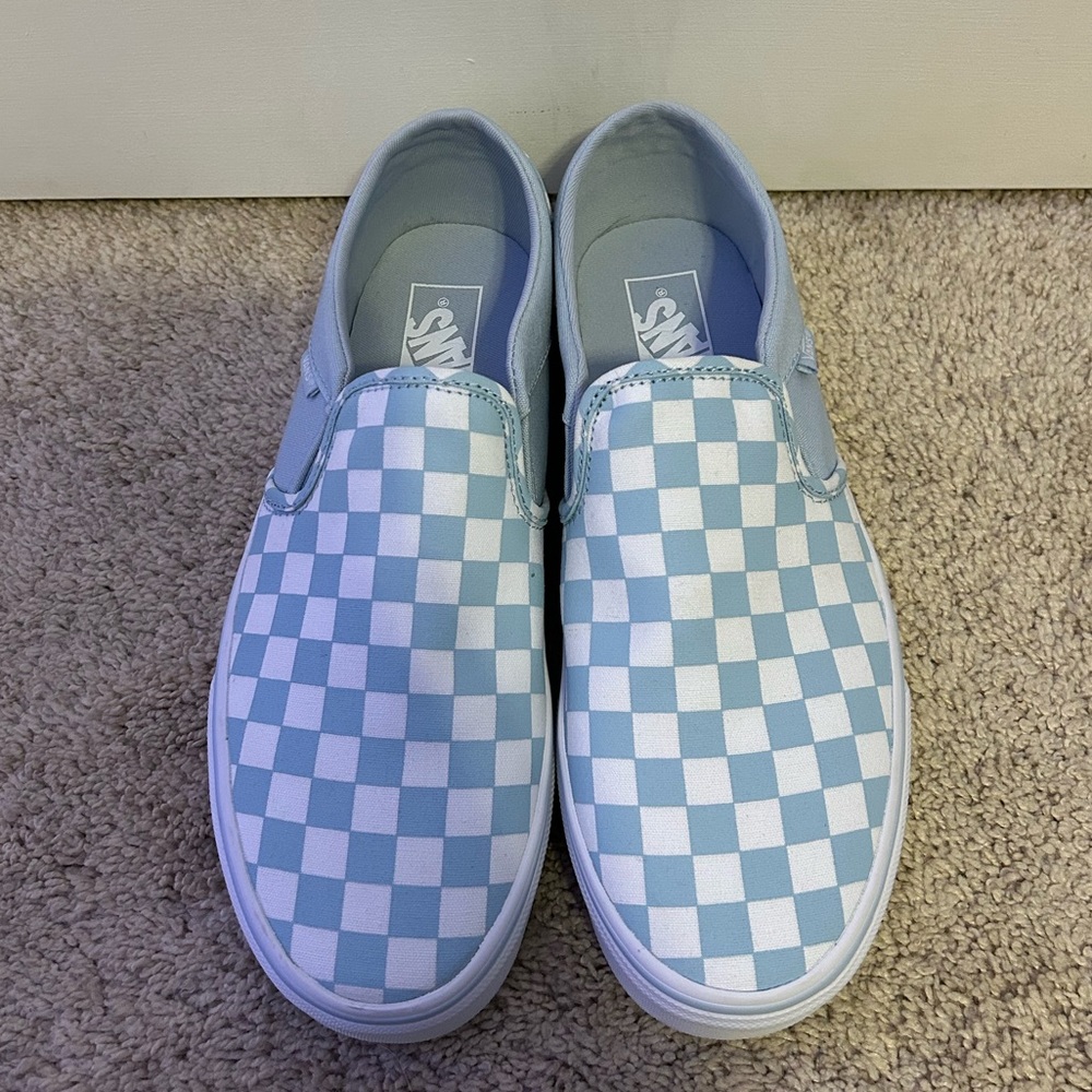 Vans Slip On Blue Checkered Shoes